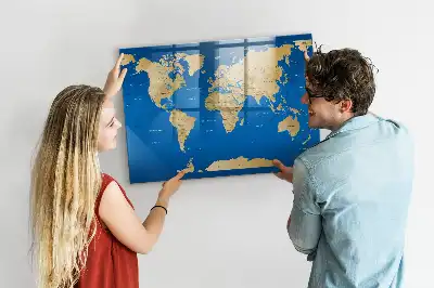 Magnettafel beschreibbar mit Welt Motiv