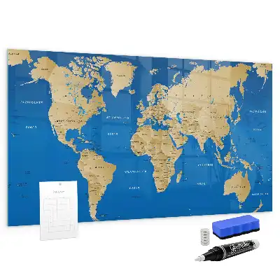 Magnettafel beschreibbar mit Welt Motiv