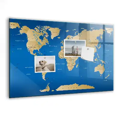 Magnettafel beschreibbar mit Welt Motiv