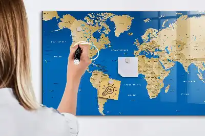 Magnettafel beschreibbar mit Welt Motiv