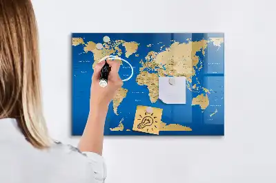 Magnettafel beschreibbar mit Welt Motiv