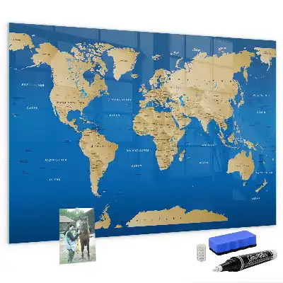 Magnettafel beschreibbar mit Welt Motiv