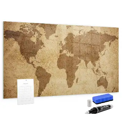 Beschreibbare Magnettafel für die Küche im Design einer Vintage-Weltkarte