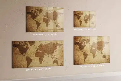 Beschreibbare Magnettafel für die Küche im Design einer Vintage-Weltkarte