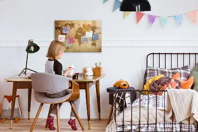 Beschreibbare Magnettafel für die Küche im Design einer Vintage-Weltkarte