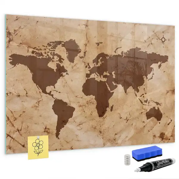 Magnettafel Vintage Weltkarte beschreibbare Ausführung