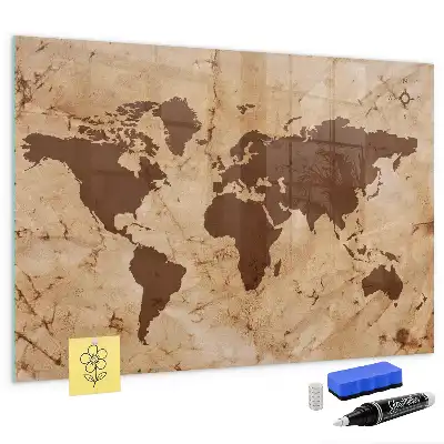 Magnettafel Vintage Weltkarte beschreibbare Ausführung