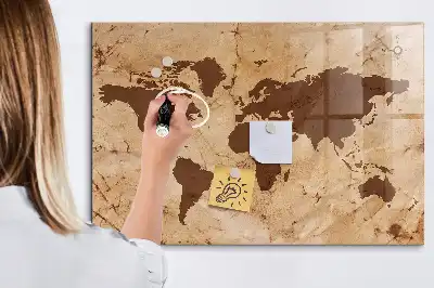Magnettafel Vintage Weltkarte beschreibbare Ausführung