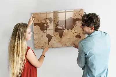Magnettafel Vintage Weltkarte beschreibbare Ausführung
