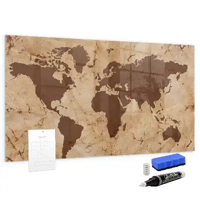 Magnettafel Vintage Weltkarte beschreibbare Ausführung