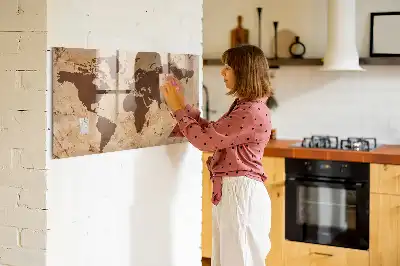 Magnettafel Vintage Weltkarte beschreibbare Ausführung