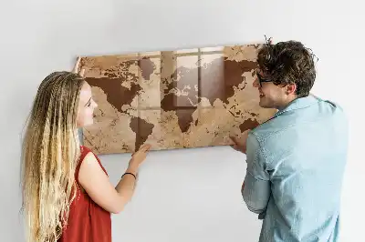Magnettafel Vintage Weltkarte beschreibbare Ausführung