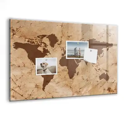 Magnettafel Vintage Weltkarte beschreibbare Ausführung