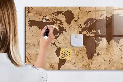 Magnettafel Vintage Weltkarte beschreibbare Ausführung