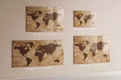 Magnettafel Vintage Weltkarte beschreibbare Ausführung