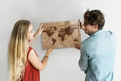 Magnettafel Vintage Weltkarte beschreibbare Ausführung