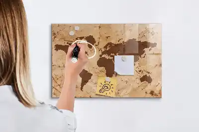 Magnettafel Vintage Weltkarte beschreibbare Ausführung