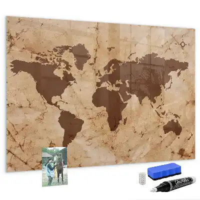 Magnettafel Vintage Weltkarte beschreibbare Ausführung