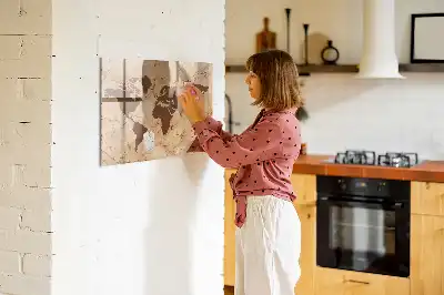 Magnettafel Vintage Weltkarte beschreibbare Ausführung