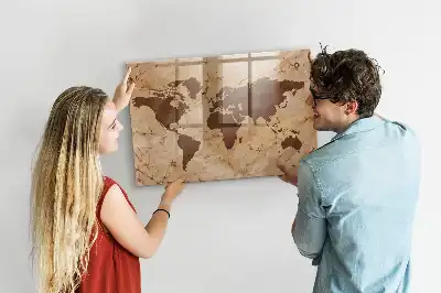 Magnettafel Vintage Weltkarte beschreibbare Ausführung