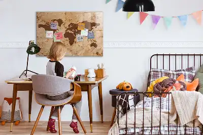 Magnettafel Vintage Weltkarte beschreibbare Ausführung