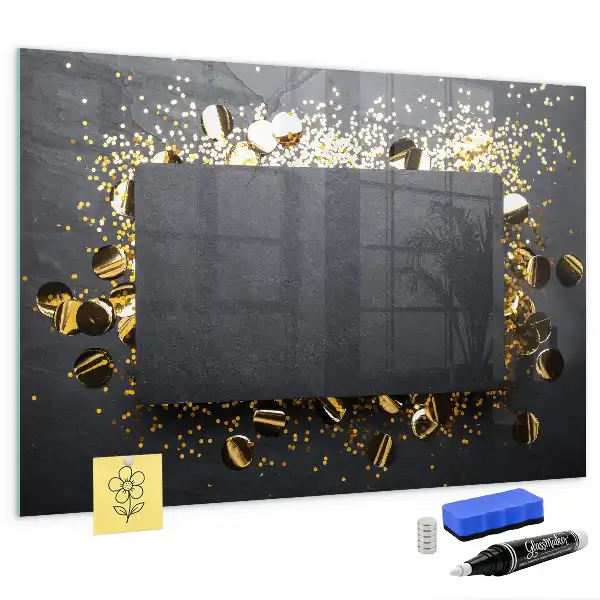 Beschreibbare Magnettafel für die Küche im Design Goldenes Konfetti