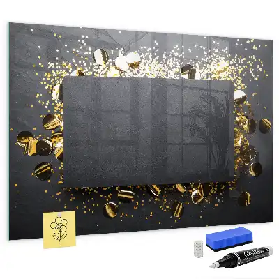Beschreibbare Magnettafel für die Küche im Design Goldenes Konfetti