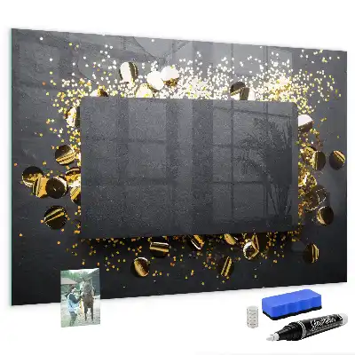 Beschreibbare Magnettafel für die Küche im Design Goldenes Konfetti