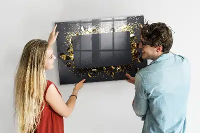 Beschreibbare Magnettafel für die Küche im Design Goldenes Konfetti