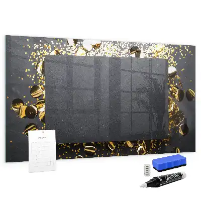 Beschreibbare Magnettafel für die Küche im Design Goldenes Konfetti