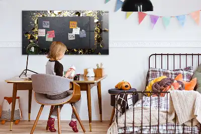 Beschreibbare Magnettafel für die Küche im Design Goldenes Konfetti