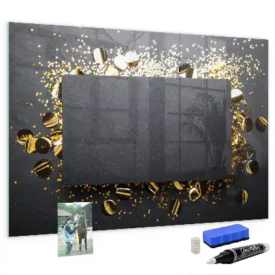 Beschreibbare Magnettafel für die Küche im Design Goldenes Konfetti