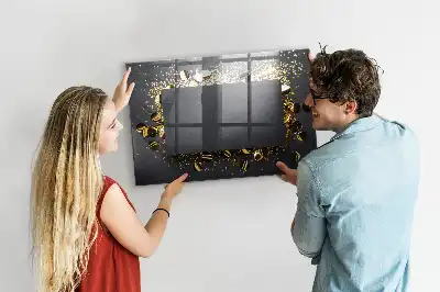 Beschreibbare Magnettafel für die Küche im Design Goldenes Konfetti