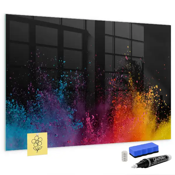 Beschreibbare Magnettafel für die Küche Motiv Farbenexplosion