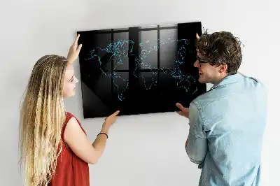Magnettafel Weltkarte beschreibbare Wandtafel mit Weltkartenmotiv