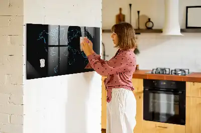 Magnettafel Weltkarte beschreibbare Wandtafel mit Weltkartenmotiv