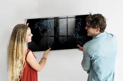 Magnettafel Weltkarte beschreibbare Wandtafel mit Weltkartenmotiv