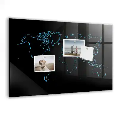 Magnettafel Weltkarte beschreibbare Wandtafel mit Weltkartenmotiv