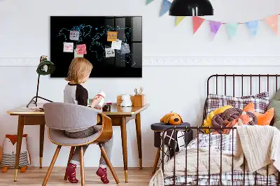 Magnettafel Weltkarte beschreibbare Wandtafel mit Weltkartenmotiv