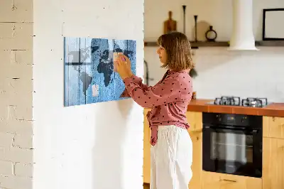 Magnetische Weltkarte beschreibbare Wandtafel