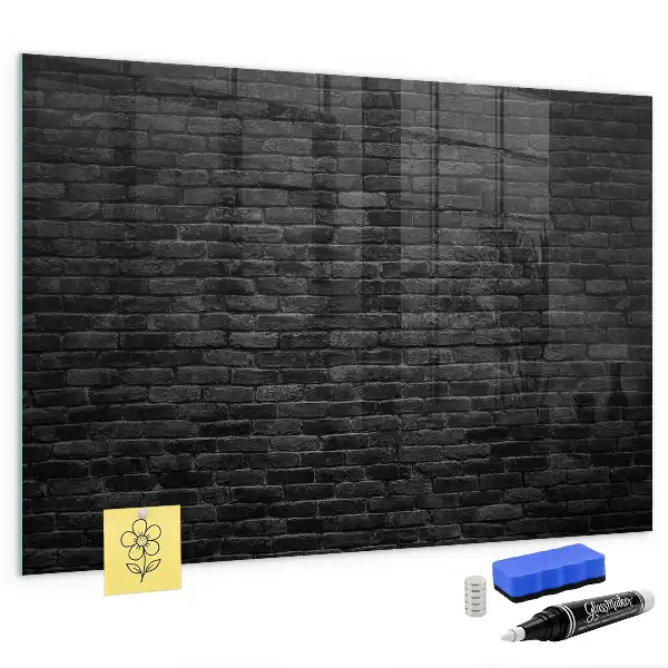 Beschreibbare Magnettafel in Optik einer dunklen Ziegelwand