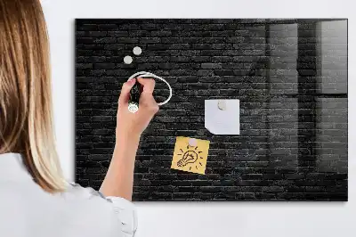 Beschreibbare Magnettafel in Optik einer dunklen Ziegelwand