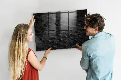 Beschreibbare Magnettafel in Optik einer dunklen Ziegelwand
