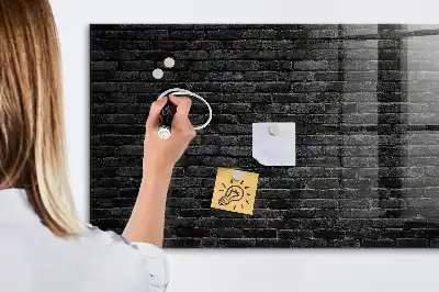 Beschreibbare Magnettafel in Optik einer dunklen Ziegelwand