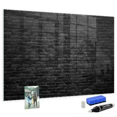 Beschreibbare Magnettafel in Optik einer dunklen Ziegelwand
