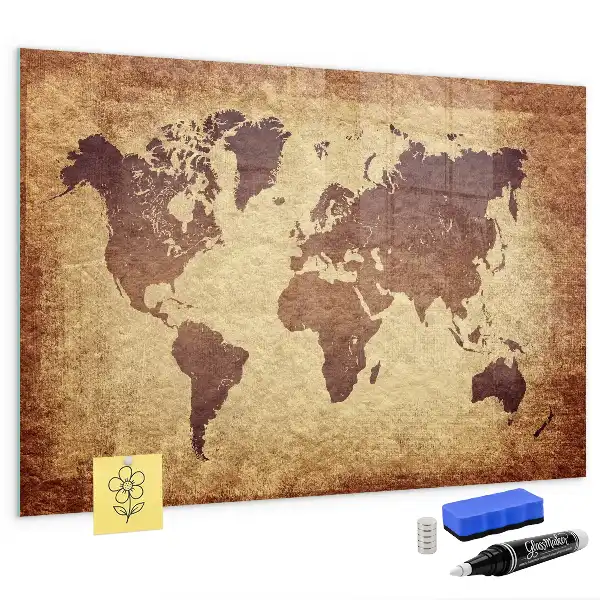 Beschreibbare Magnettafel mit Motiv alte Weltkarte