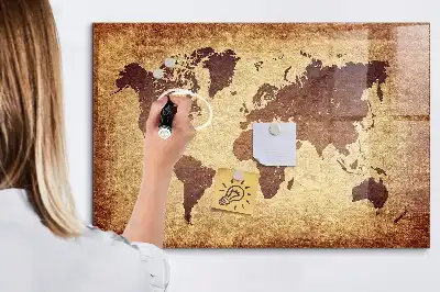 Beschreibbare Magnettafel mit Motiv alte Weltkarte