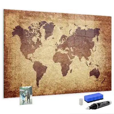 Beschreibbare Magnettafel mit Motiv alte Weltkarte