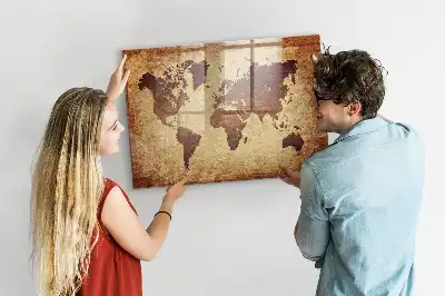 Beschreibbare Magnettafel mit Motiv alte Weltkarte