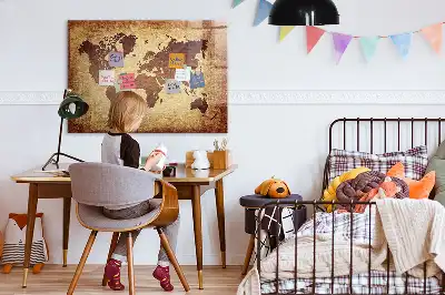 Beschreibbare Magnettafel mit Motiv alte Weltkarte